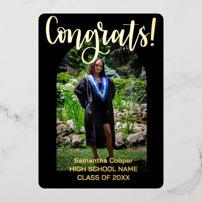 Carte De Vœux En Aluminium Félicitations Diplômés Arc Photo Graduation (Recto)