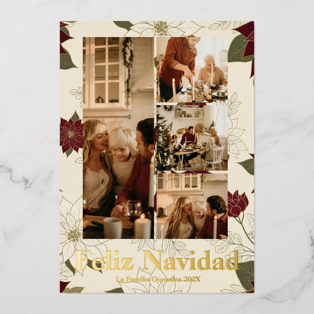 Carte De Vœux En Aluminium Feliz Navidad Gold Dorado (Recto)