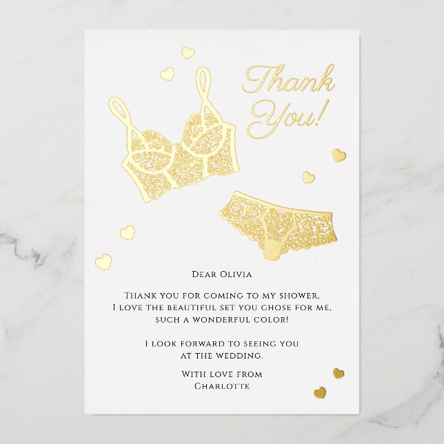 Carte De Vœux En Aluminium Fête des mariées de lingerie Merci (Recto)