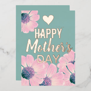 Carte De Vœux En Aluminium Fête des mères florales joyeuses 