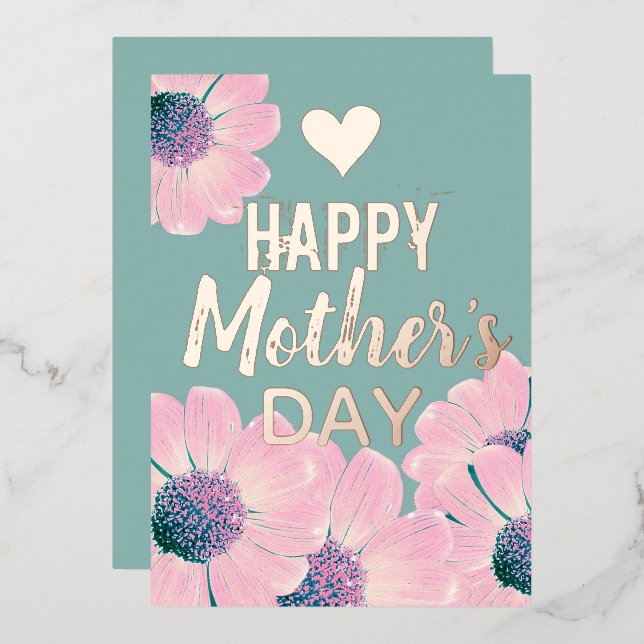 Carte De Vœux En Aluminium Fête des mères florales joyeuses (Recto/Verso)