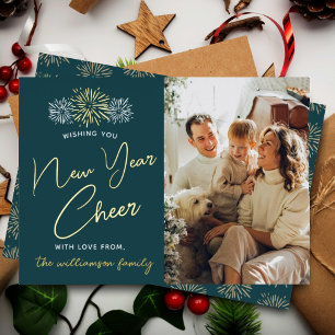 Carte De Vœux En Aluminium Feu d'artifice minimaliste Nouvel An Feu d'allégre