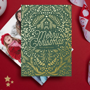 Carte De Vœux En Aluminium Feuillages verts et baies Joyeux Noël