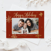 Flammes de neige Whimsical Red Happy Holidays Phot