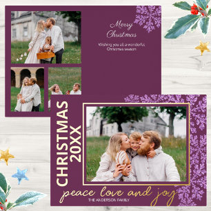 Carte De Vœux En Aluminium Flocon de neige Plum Bling 4 année photo Chic Or