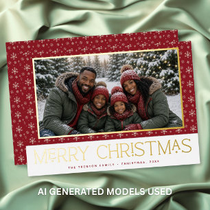 Carte De Vœux En Aluminium Flocon de neige rouge blanc Joyeux Noël Photo de f