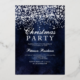 Carte De Vœux En Aluminium Flocons de neige en confettis argentés Noël bleu m