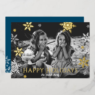 Carte De Vœux En Aluminium Flocons de neige qui tombent Joyeuses Fêtes Rouge