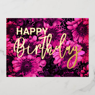 Carte De Vœux En Aluminium Florales d'automne Joyeux anniversaire Véritable o