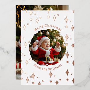 Carte De Vœux En Aluminium Foil First Christmas Card avec deux photos Baby