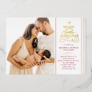 Carte De Vœux En Aluminium Foil Joyeux Petit Noël Fête Nouveau bébé