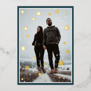 Carte De Vœux En Aluminium Foil Snowflake & Nuit d'hiver calme