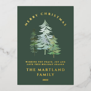 Carte De Vœux En Aluminium Forêt d'aquarelle Joyeux Noël