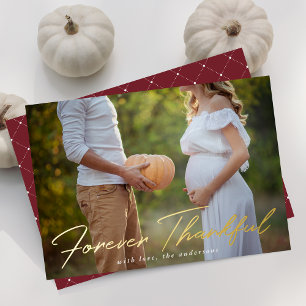 Carte De Vœux En Aluminium Forever Thanksgiving Script Photo Thanksgiving