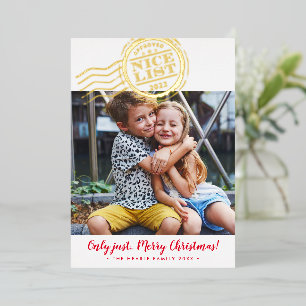 Carte De Vœux En Aluminium FUN NOËL PHOTO mignonne enfants Nice Liste timbre