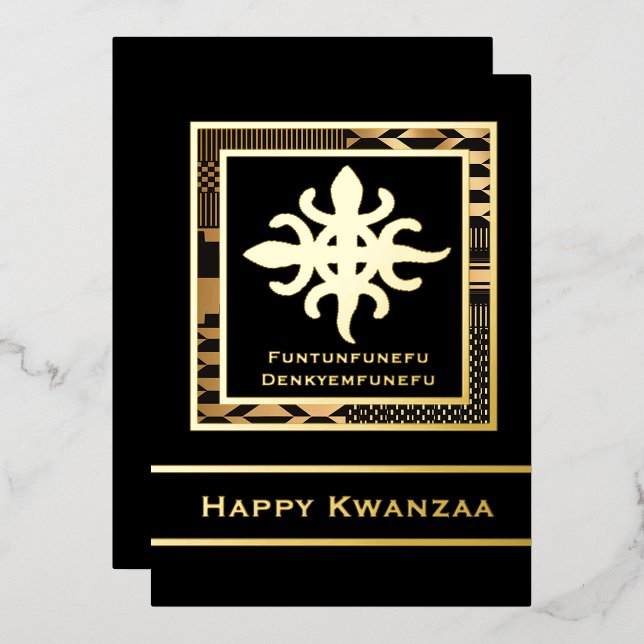 Carte De Vœux En Aluminium Funtunfunefu Denkyemfunefu Happy Kwanzaa (Recto/Verso)