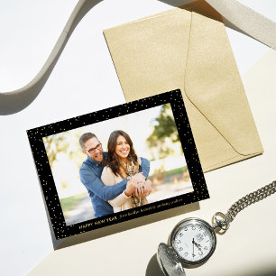 Carte De Vœux En Aluminium Glam Confetti Joyeux Nouvel An Photo Real