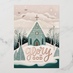 Carte De Vœux En Aluminium Gloire à Dieu. Eglise Orfèvrerie religieuse de Noë