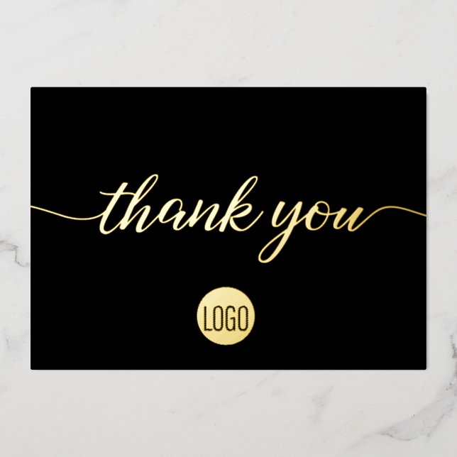Carte De Vœux En Aluminium Gold Black Business Elegant Thank you  (Recto)