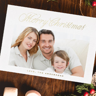 Carte De Vœux En Aluminium Gold Classic Calligraphie Joyeux Noël Photo