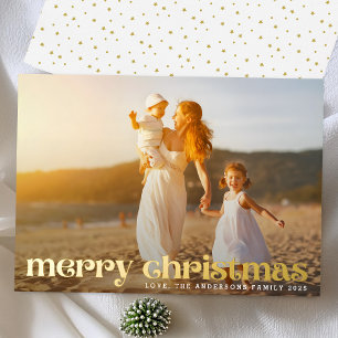Carte De Vœux En Aluminium Gold Festive Photo Joyeux Noël