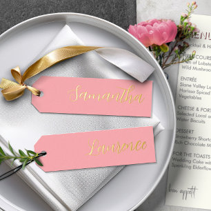 Carte De Vœux En Aluminium Gold Foil Berry Pink 8 Mariage Nom du lieu Tags