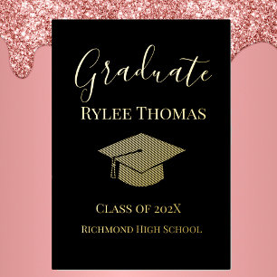 Carte De Vœux En Aluminium Gold Foil Black Arrière - plan Graduation Faire-pa