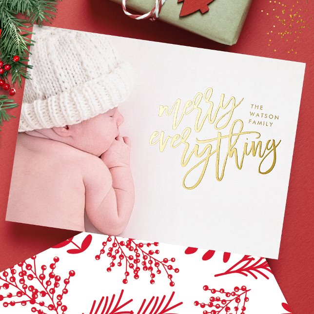 Carte De Vœux En Aluminium GOLD FOIL | Joyeux tout photo (Créateur téléchargé)