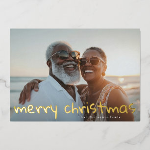 Carte De Vœux En Aluminium Gold Fun Joyeux Noël Famille Photo