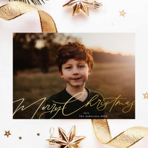 Carte De Vœux En Aluminium Gold Joyeux Noël Elegant Splendor Photo