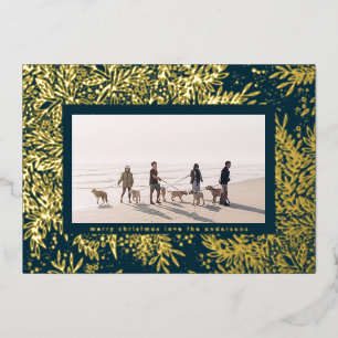 Carte De Vœux En Aluminium Gold Winter Bleu Noël NeigeFlake cadre photo