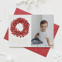 Gouache Red Winterberry Wreath Photo Noël