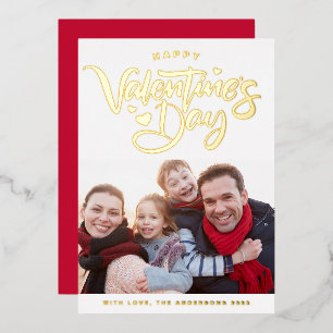 Carte De Vœux En Aluminium Gras Moderne Calligraphie Photo Valentine's Day Go