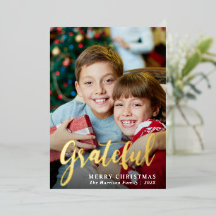 Carte De Vœux En Aluminium Grateful Family Photo Joyeux Noël