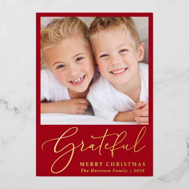 Carte De Vœux En Aluminium Gratuit Photo Rouge Joyeux Noël (Recto)