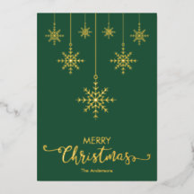 Green Joyeux Noël Snowflakes Gold