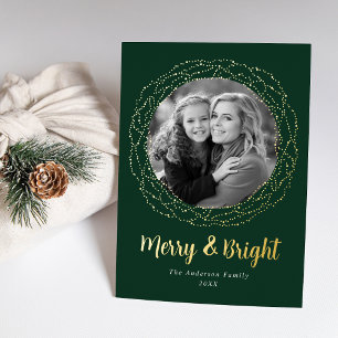 Carte De Vœux En Aluminium Green Merry et Bright Photo