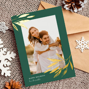Carte De Vœux En Aluminium Green Organic Mariage de Noël naturel Photo Gold