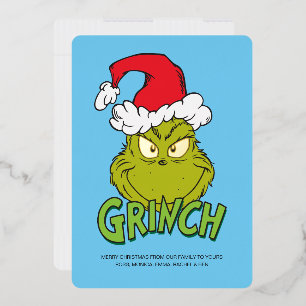 Carte De Vœux En Aluminium Grinch classique   Naughty ou Nice