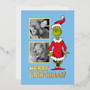 Carte De Vœux En Aluminium Grinch classique Père Noël