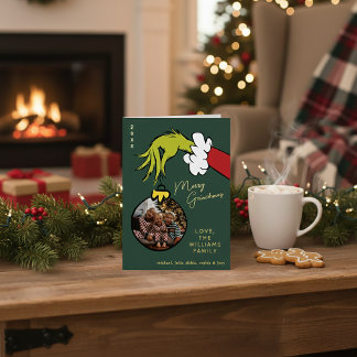 Carte De Vœux En Aluminium Grinch Joyeux Grinch Noël Photo de Famille Noël