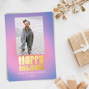 Carte De Vœux En Aluminium Groovy Rétro Rose Lilas Pastel Mignon Deux Photo O