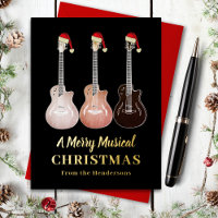 Guitare Joyeux Noël musical Noir et Or