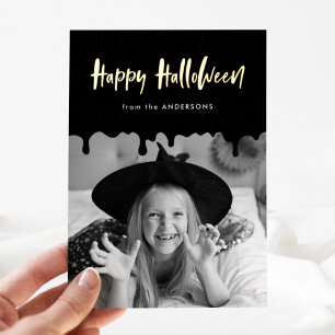 Carte De Vœux En Aluminium Halloween de sang noir coulant