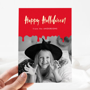 Carte De Vœux En Aluminium Halloween de sang rouge coulant