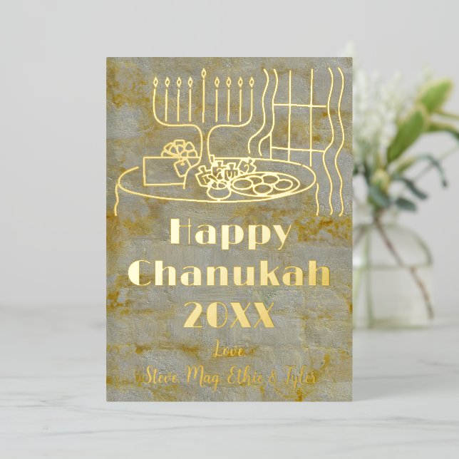Carte De Vœux En Aluminium Happy Chanukah (Debout devant)