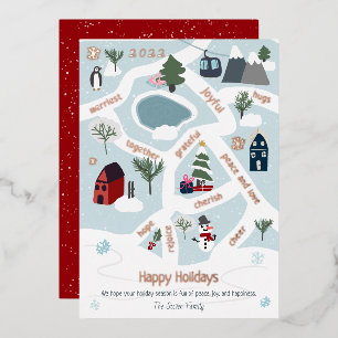 Carte De Vœux En Aluminium Happy Holidays cartographie histoire racontant des