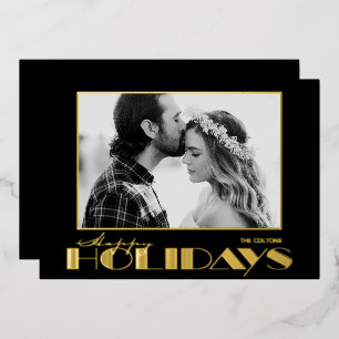 Carte De Vœux En Aluminium Happy Holidays Photo Gold