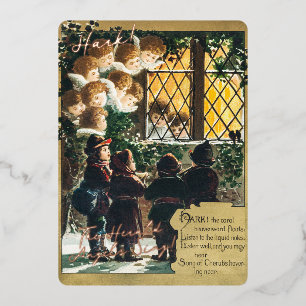Carte De Vœux En Aluminium Hark ! Le Herald Angels chante salutation Vintage