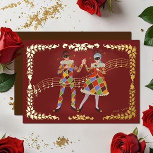 Carte De Vœux En Aluminium Harlequins dansants